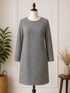 J. JILL KNIT CHECKERED SHIFT DRESS